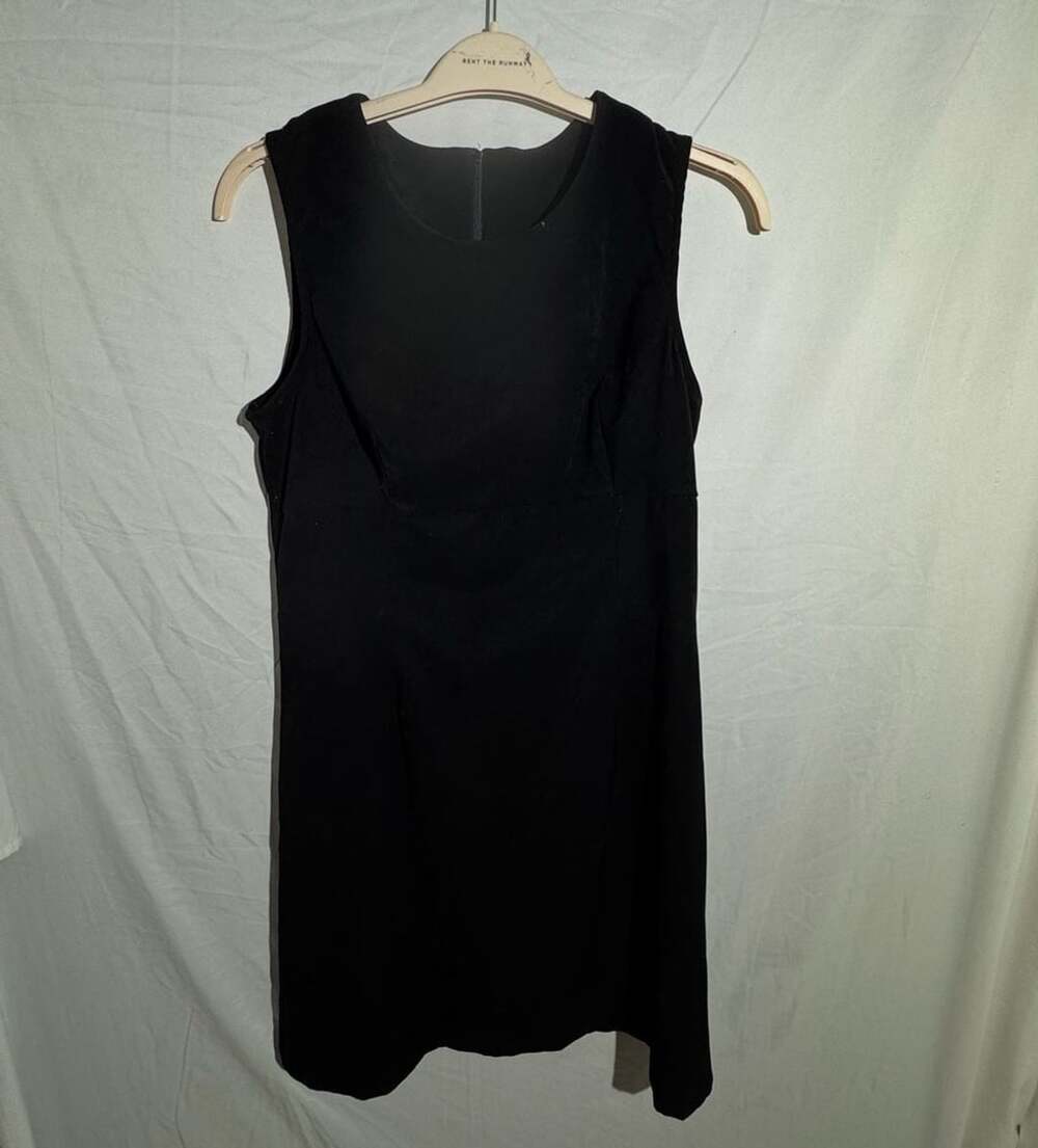 Vintage Black Shift Dress Womens 13 Sleeveless Back Zip Mini Goth Minimalist 90s